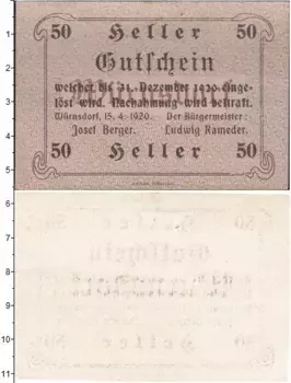 Банкнота 50 геллеров Германия : Нотгельды 1920 года