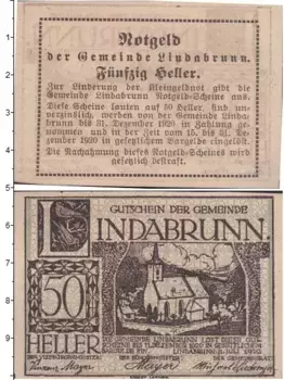 Банкнота 50 геллеров Германия : Нотгельды 1920 года
