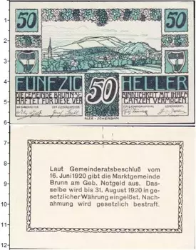 Банкнота 50 геллеров Германия : Нотгельды 1920 года