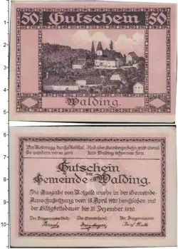 Банкнота 50 геллеров Германия : Нотгельды 1920 года