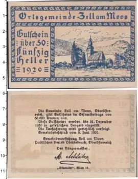Банкнота 50 геллеров Германия : Нотгельды 1920 года