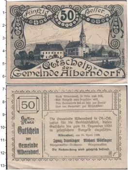 Банкнота 50 геллеров Германия : Нотгельды 1920 года