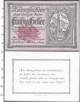 Банкнота 50 геллеров Германия : Нотгельды 1920 года