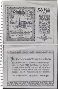 Банкнота 50 геллеров Германия : Нотгельды 1920 года