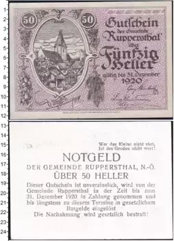 Банкнота 50 геллеров Германия : Нотгельды 1920 года