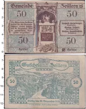 Банкнота 50 геллеров Германия : Нотгельды 1920 года