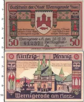 Банкнота 50 пфеннигов Германия : Нотгельды 1920 года Выпуск 20 декабря 1920 г