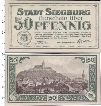 Банкнота 50 пфеннигов Германия : Нотгельды 1921 года Выпуск 20 марта 1921 г
