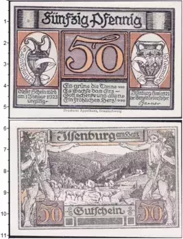 Банкнота 50 пфеннигов Германия : Нотгельды 1921 года Выпуск 1 июня 1921 г