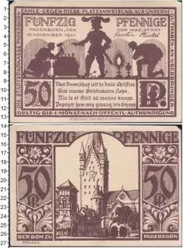 Банкнота 50 пфеннигов Германия : Нотгельды 1921 года Выпуск 10 ноября 1921 г