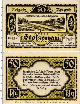 Банкнота 50 пфеннигов Германия : Нотгельды 1921 года Стользенау
