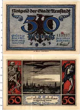 Банкнота 50 пфеннигов Германия : Нотгельды 1921 года Арнштадт