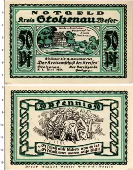 Банкнота 50 пфеннигов Германия : Нотгельды 1921 года Штольценау