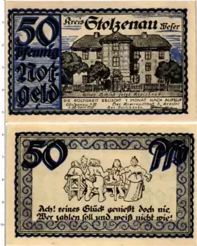Банкнота 50 пфеннигов Германия : Нотгельды 1921 года Стольценау