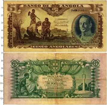 Банкнота 5 анголар Анголы 1938 года