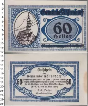 Банкнота 60 геллеров Германия : Нотгельды 1920 года