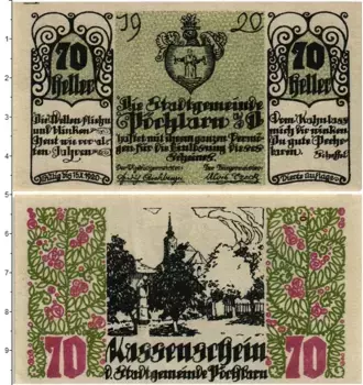 Банкнота 70 геллеров Австрии 1920 года Пёхларн