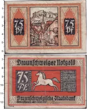Банкнота 75 пфеннигов Германия : Нотгельды 1921 года Выпуск 1 мая 1921 г