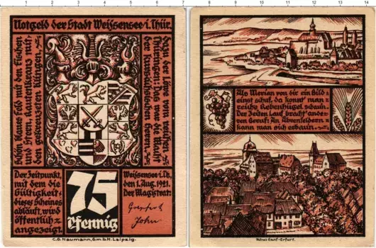 Банкнота 75 пфеннигов Германия : Нотгельды 1921 года Вайсенфельс