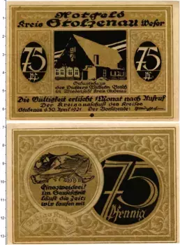 Банкнота 75 пфеннигов Германия : Нотгельды 1921 года Штольценау