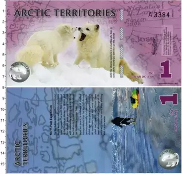 Банкнота доллар Арктика 2012 года Полярные песцы