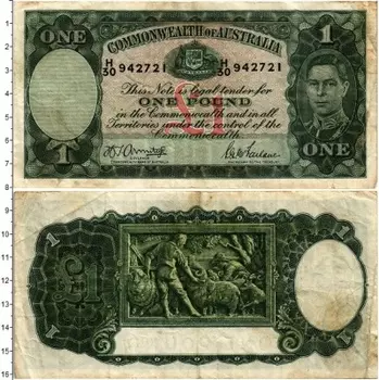 Банкнота фунт Австралии 1952 года Георг VI