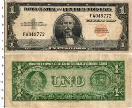 Банкнота песо Доминиканской республики 1947-1960 гг