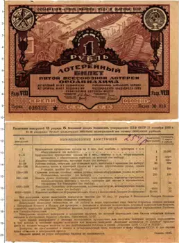 Банкнота рубль СССР 1930 года Билет лотереи ОСОАВИАХИМ