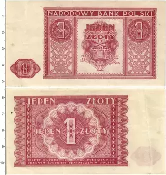 Банкнота злотый Польши 1946 года Казначейский билет