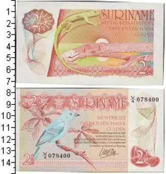 Банкнота 2 1/2 доллара Суринама 2004 года
