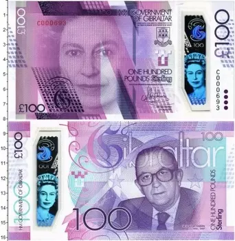 Банкнота 100 фунтов Гибралтара 2015 года Джошуа Хасан