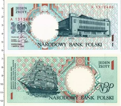 Банкнота злотый Польши 1990 года Гдыня