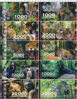 Банкнота 38000 кафетерос Колумбии 2014 года Официальный колумбийский выпуск