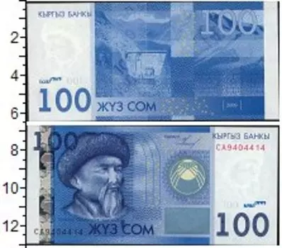 Банкнота 100 сом Киргизии 2009 года Токтогул Сатылганов