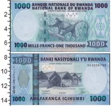 Банкнота 1000 франков Руанды 2008 года Nasiyonali