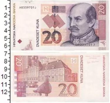 Банкнота 20 кун Хорватии 2014 года Портрет Й