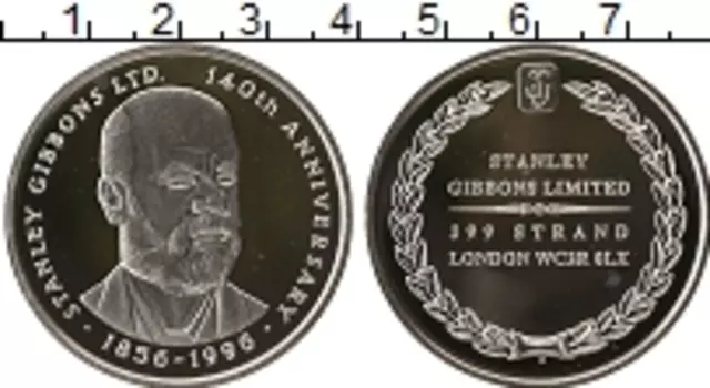 Медаль Англии 1996 года Серебро 140 лет Стенли Гиббонс