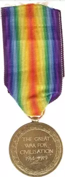 Медаль Англии Бронза За победу в Первой Мировой войне 1914-1919 гг