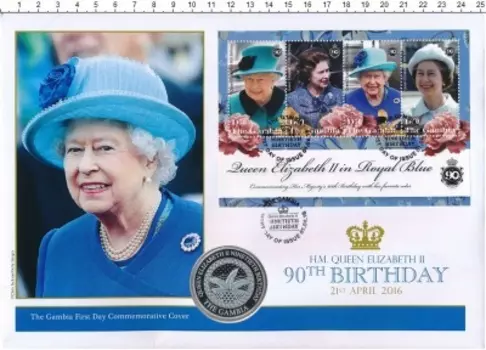 Медаль Гамбии 2016 года Медно-никель 90 лет королеве Елизавете II