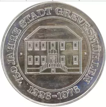 Медаль ГДР 1976 года Медно-никель 750 лет Гревенсмюнхель