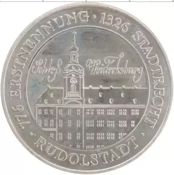 Медаль ГДР 1976 года Медно-никель 776 лет Рудольштадту