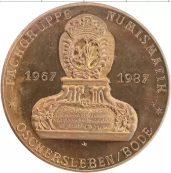 Медаль ГДР 1987 года Бронза Съезд нумизматов