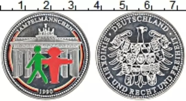Медаль Германии 1990 года Серебро Светофорный человечек