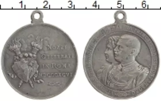 Медаль Италии 1896 года Олово Свадьба Витторио Эмануил и Елены принцессы Черногории