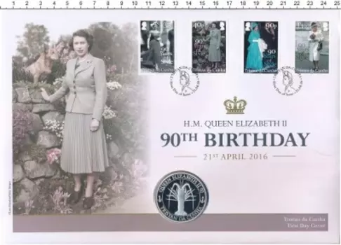 Медаль Тристан-да-Куньи 2016 года Медно-никель 90 лет королеве Елизавете II