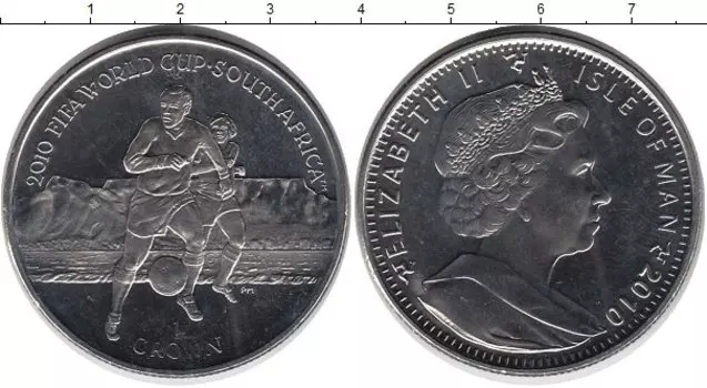 Монета крона Острова Мэн 2010 года Медно-никель Чемпионат мира по футболу в ЮАР