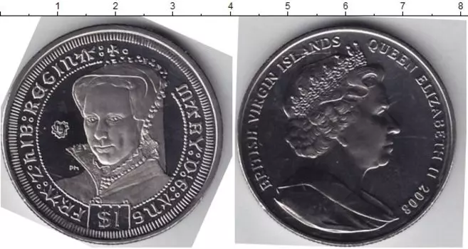 Монета доллар Виргинских островов 2008 года Медно-никель Мари