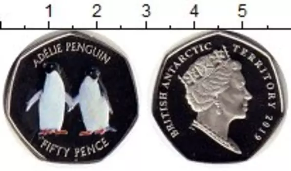 Монета 50 пенсов Англии 2019 года Медно-никель Британские антарктические территории
