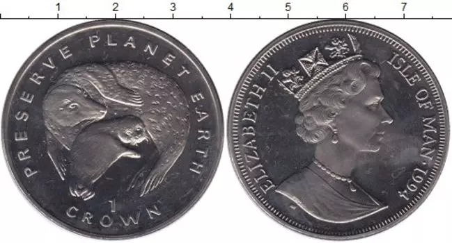 Монета крона Острова Мэн 1994 года Медно-никель