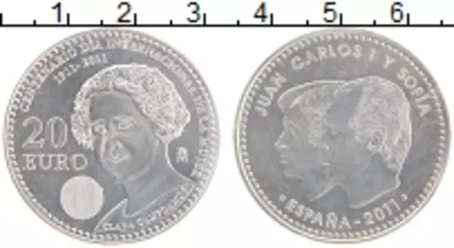 Монета 20 евро Испании 2011 года Серебро Родная запайка